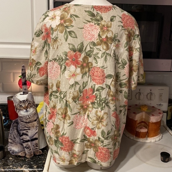 P womens Alfred Dunner floral stretch short sleeve plus size knit top size 2X - Picture 2 of 4